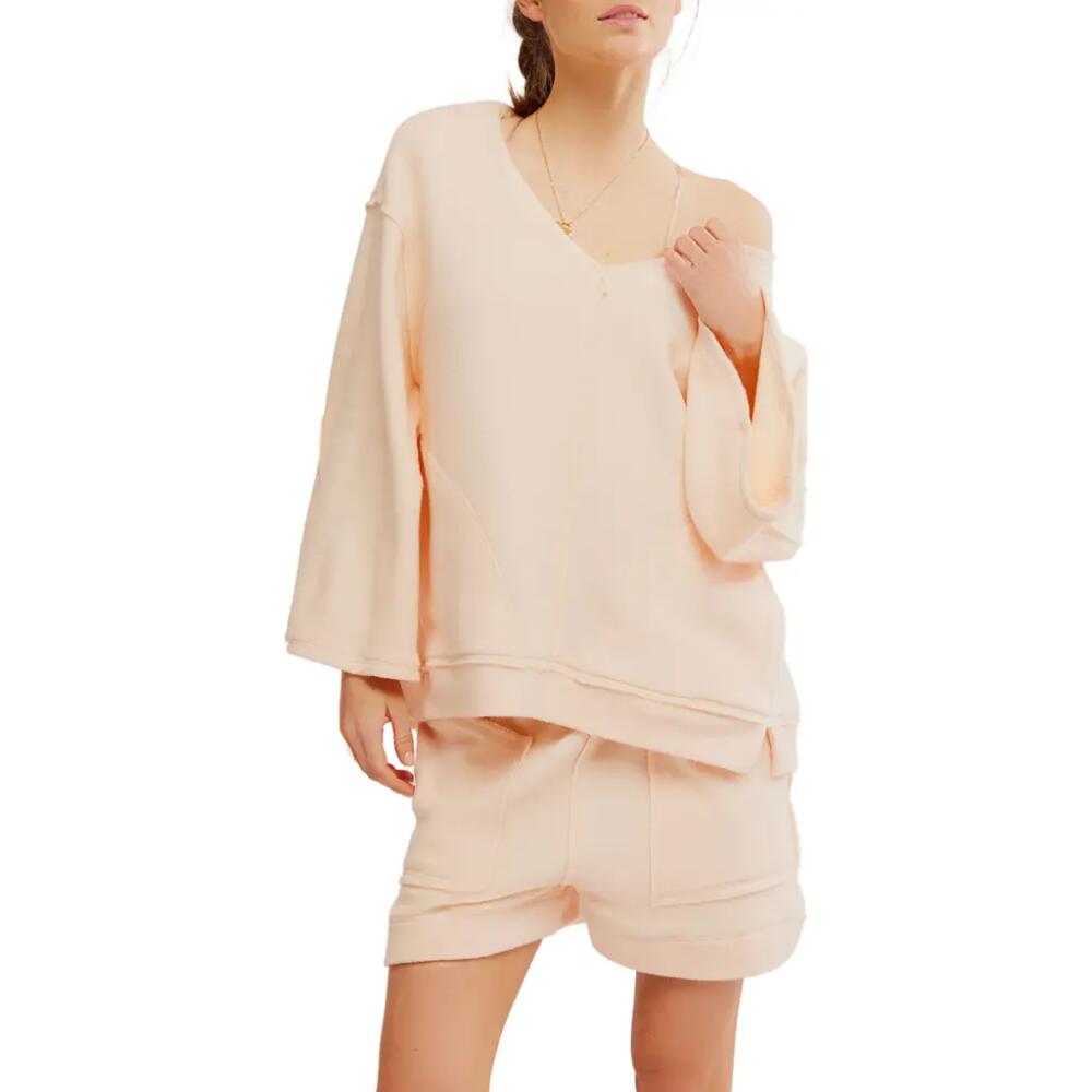 Free People Day Off Fleece Pullover in Tender Peach Cover