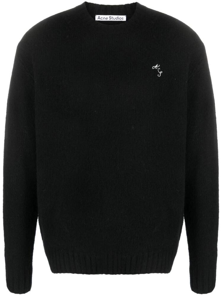 Acne Studios logo-embroidered wool jumper - Black Cover