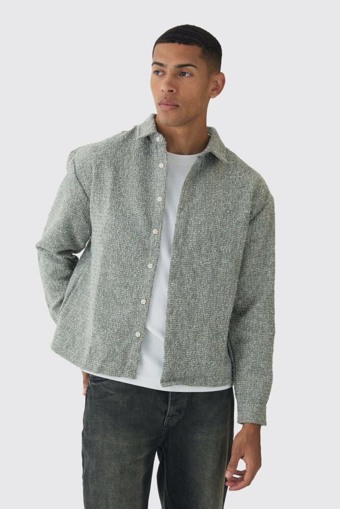 boohoo Mens Oversized Boucle Shirt Jacket - Beige Cover