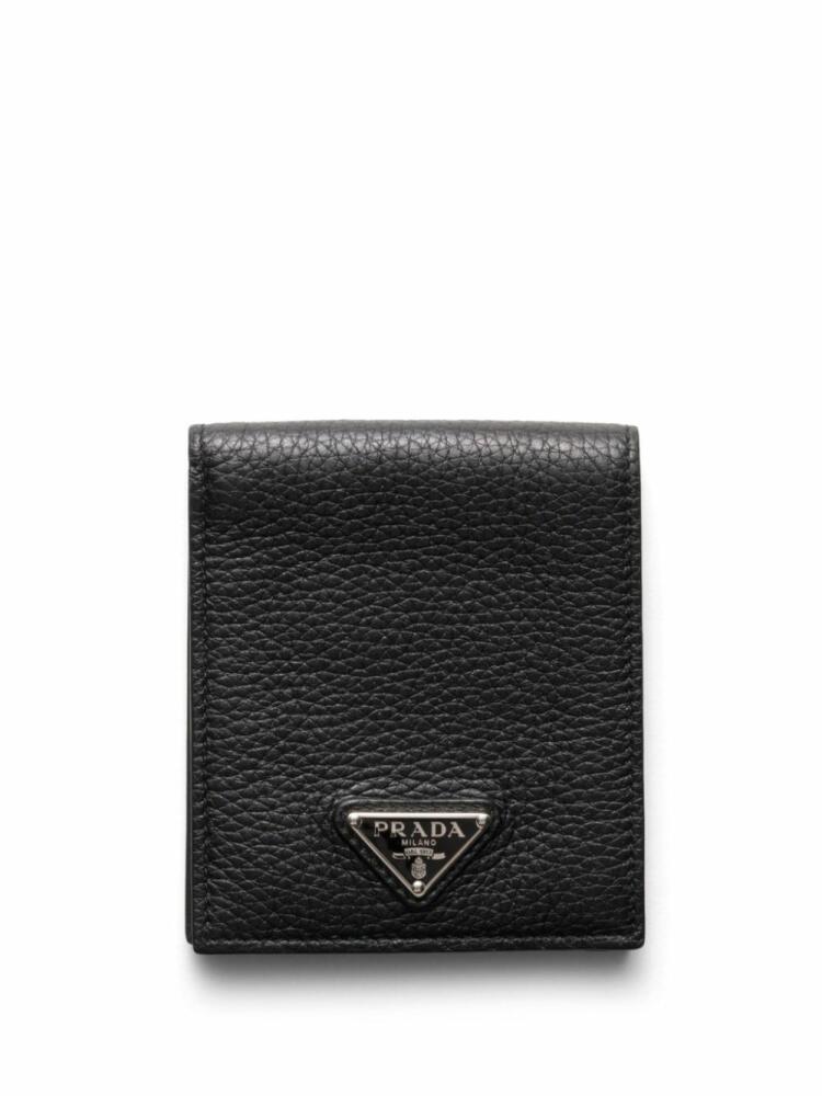 Prada enamel triangle-logo wallet - Black Cover