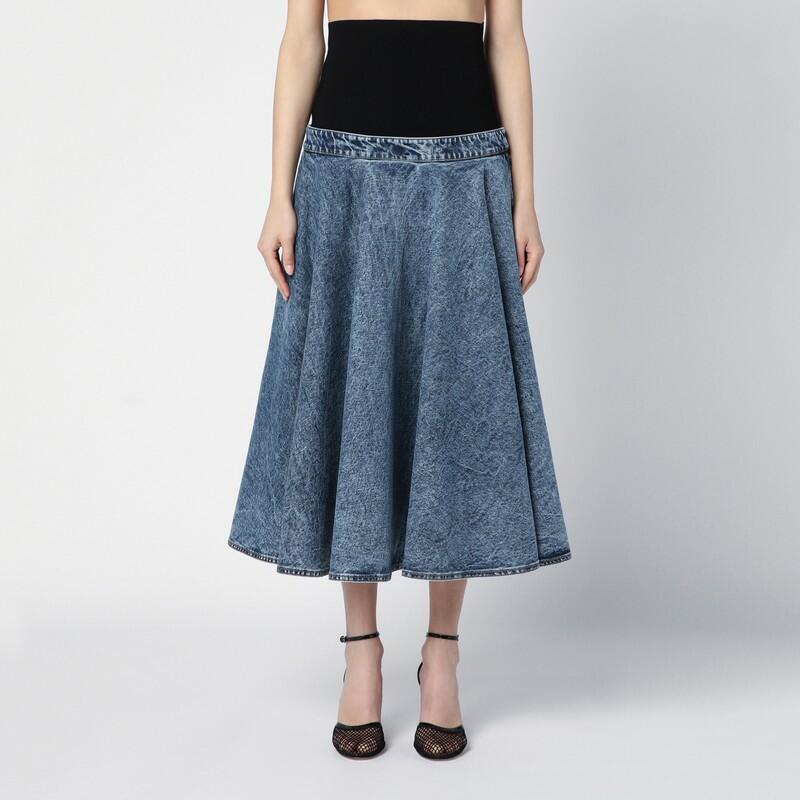 Alaïa Denim midi skirt with knitted sash Cover