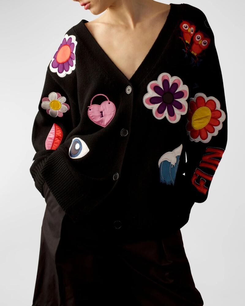 Cynthia Rowley Oversized Button-Down Patch Cardigan Cover