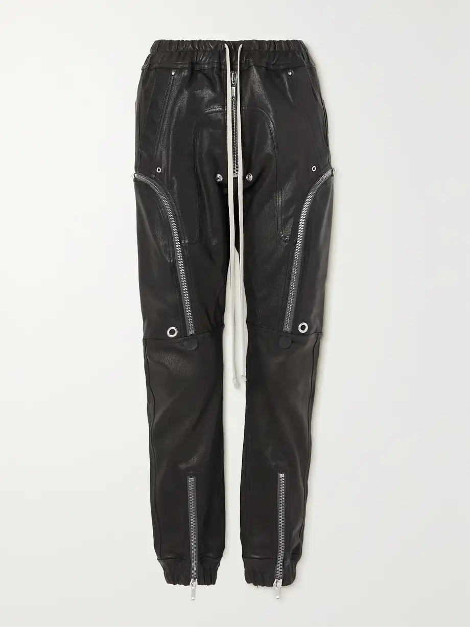 Rick Owens - Zip-detailed Leather-blend Pants - Black Cover