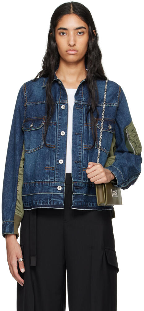 sacai Blue Paneled Denim Jacket Cover