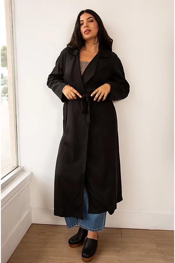 Whimsy and Row Whimsy + Row Gia Tencel Trench Coat Jacket in Black Cover