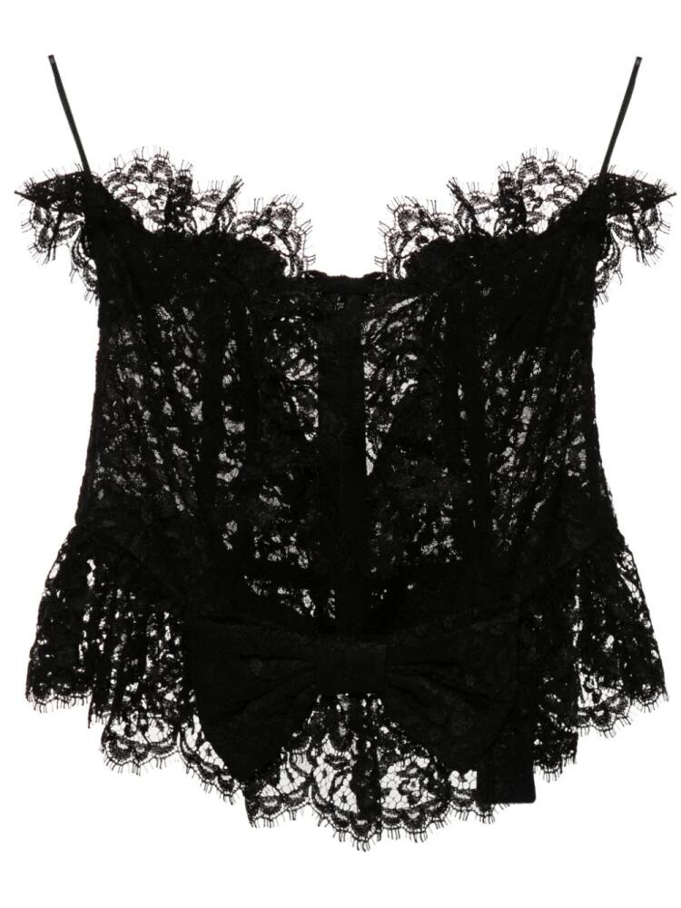 Alessandra Rich bow-detail lace bustier top - Black Cover