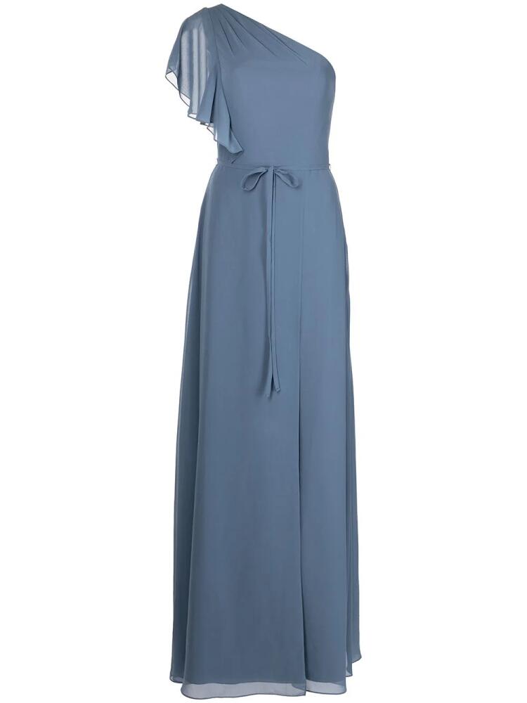 Marchesa Notte Bridesmaids gathered-bodice full-length gown - Blue Cover