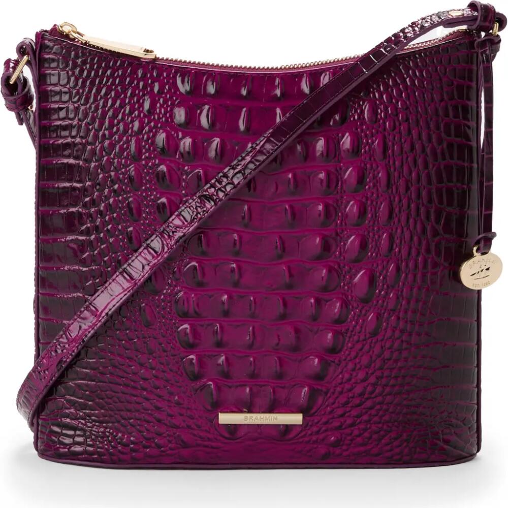 Brahmin Katie Croc Embossed Leather Crossbody Bag in Sugar Plum Cover