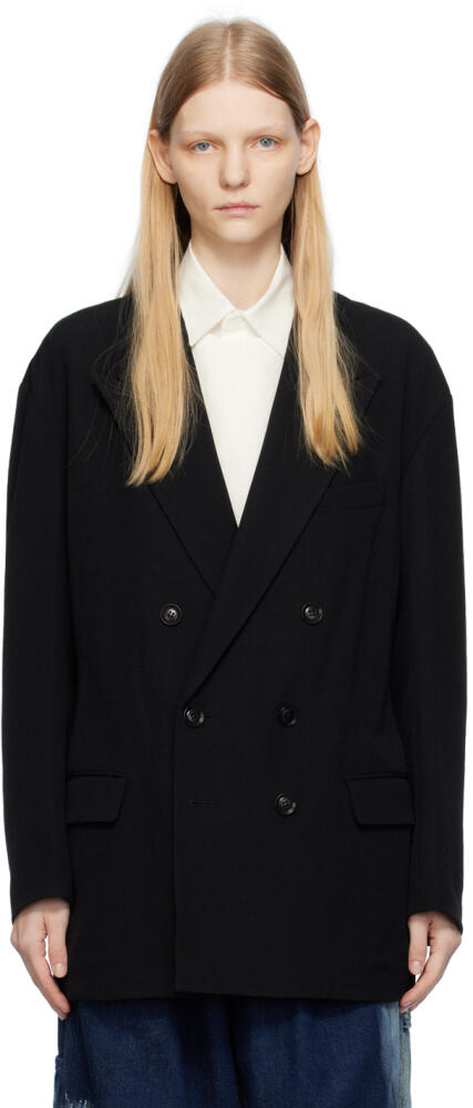 Y's Black Peaked Lapel Blazer Cover