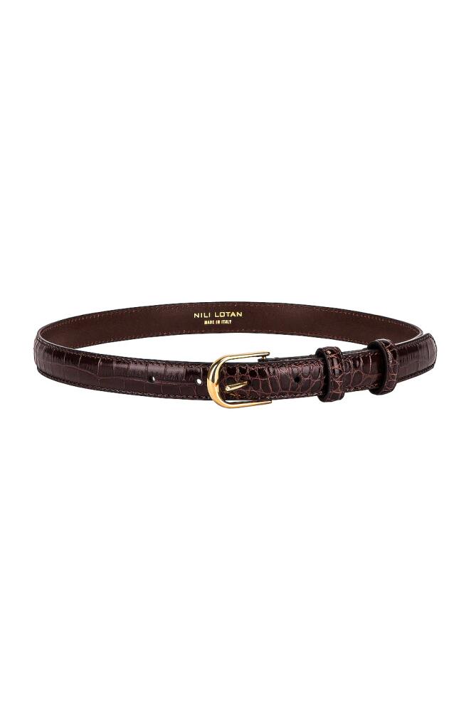 NILI LOTAN Jane Croc Belt in Brown Cover