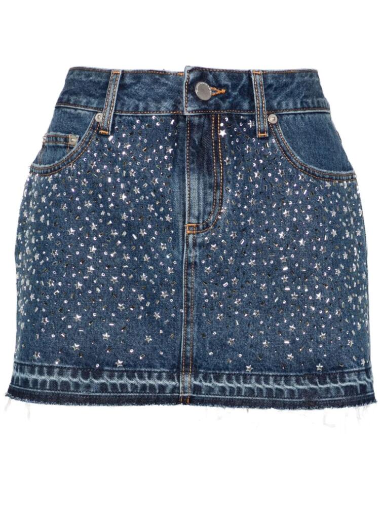 Alessandra Rich stud-embellished denim mini skirt - Blue Cover