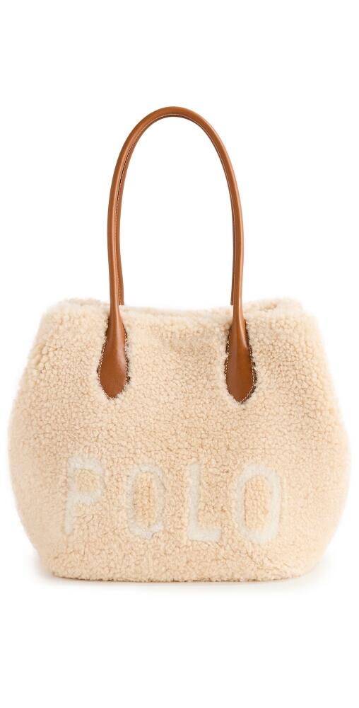 Polo Ralph Lauren Shearling Medium Bellport Tote Cream/Cuoio Cover