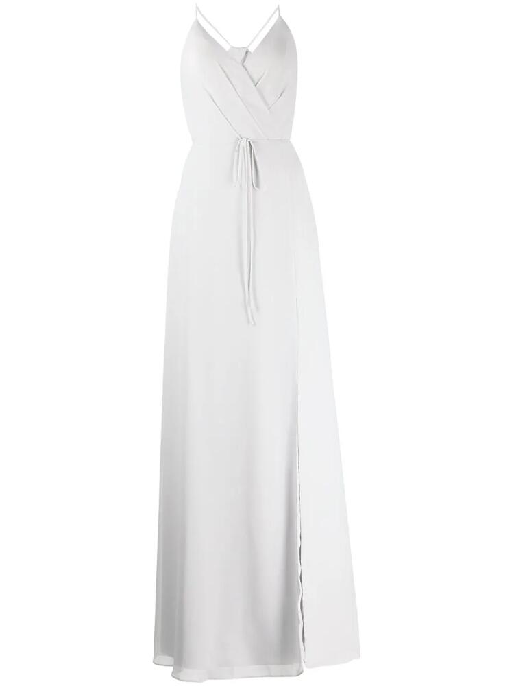 Marchesa Notte Bridesmaids halterneck tie-waist evening gown - Grey Cover