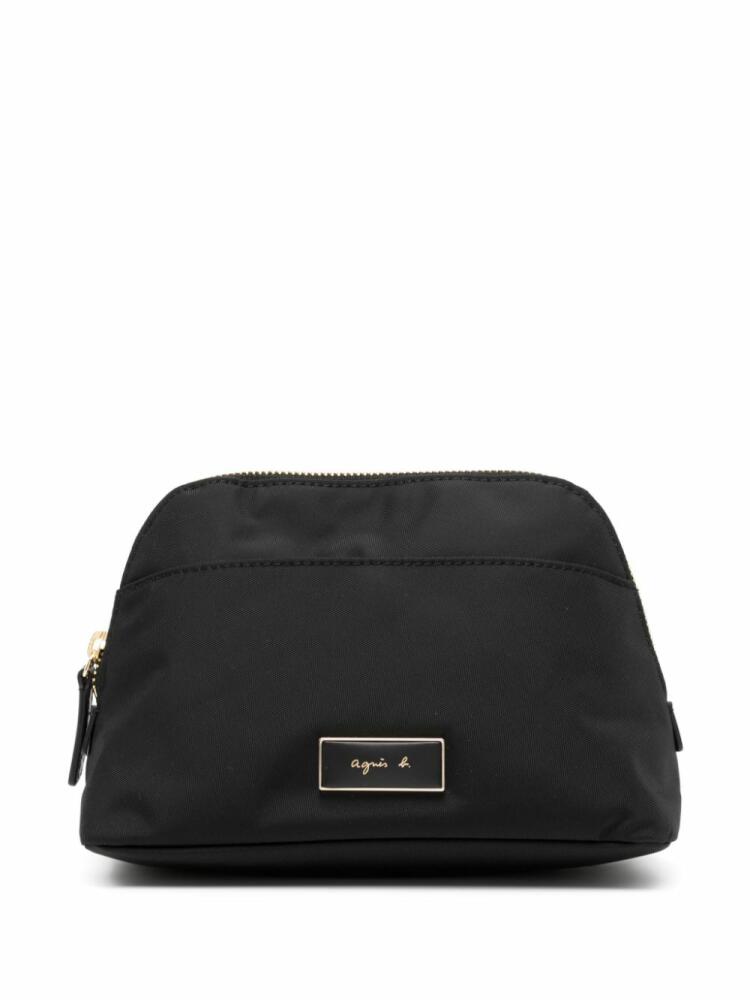 agnès b. logo-plaque makeup bag - Black Cover