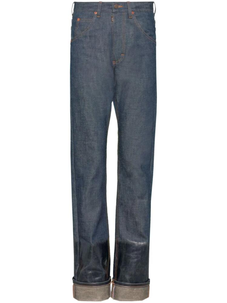 Maison Margiela lacquered mid-rise straight-leg jeans - Blue Cover