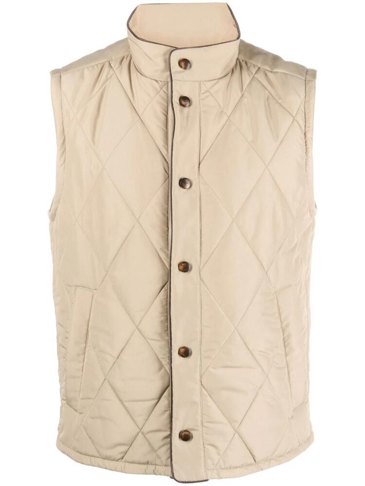 Canali quilted press-stud gilet - Neutrals Cover