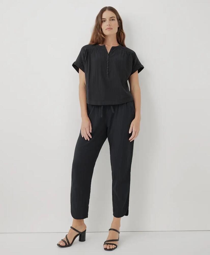 Pact Organic Coastal Double Gauze Tapered Pull-On Pant in Black Cover