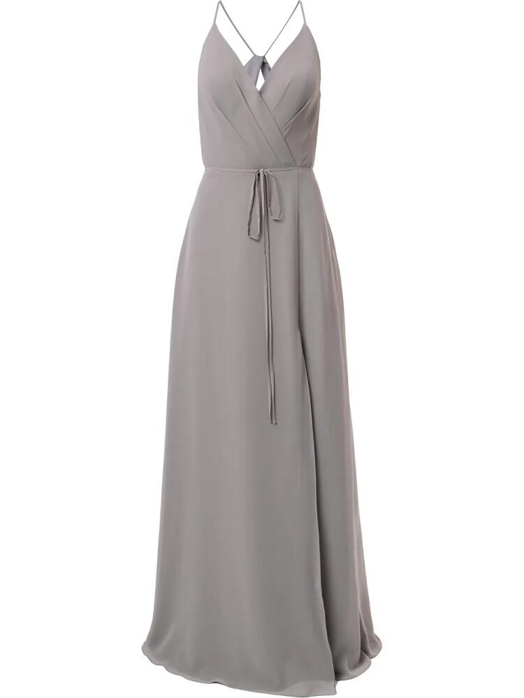 Marchesa Notte Bridesmaids v-neck tie waist evening gown - Grey Cover