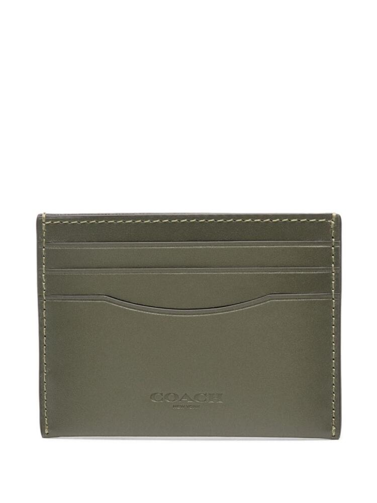 Coach log-debossed leather card holder - Green Cover