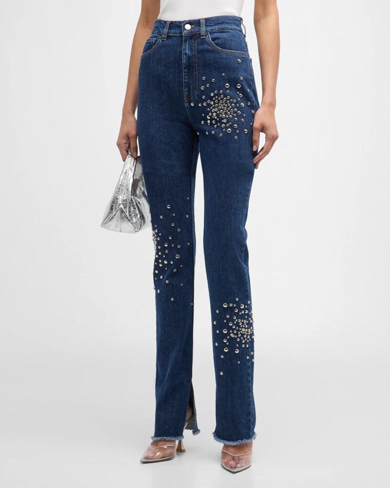 Des Phemmes Embellished Skinny Side-Slit Jeans Cover