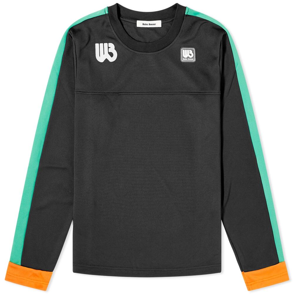 Wales Bonner Women's Long Sleeve Commune T-Shirt in Black/Green/Orange Cover