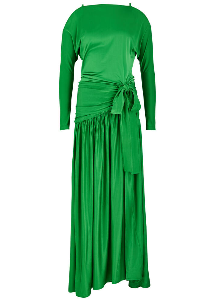 Rabanne Gathered Satin-jersey Maxi Dress - Green Cover