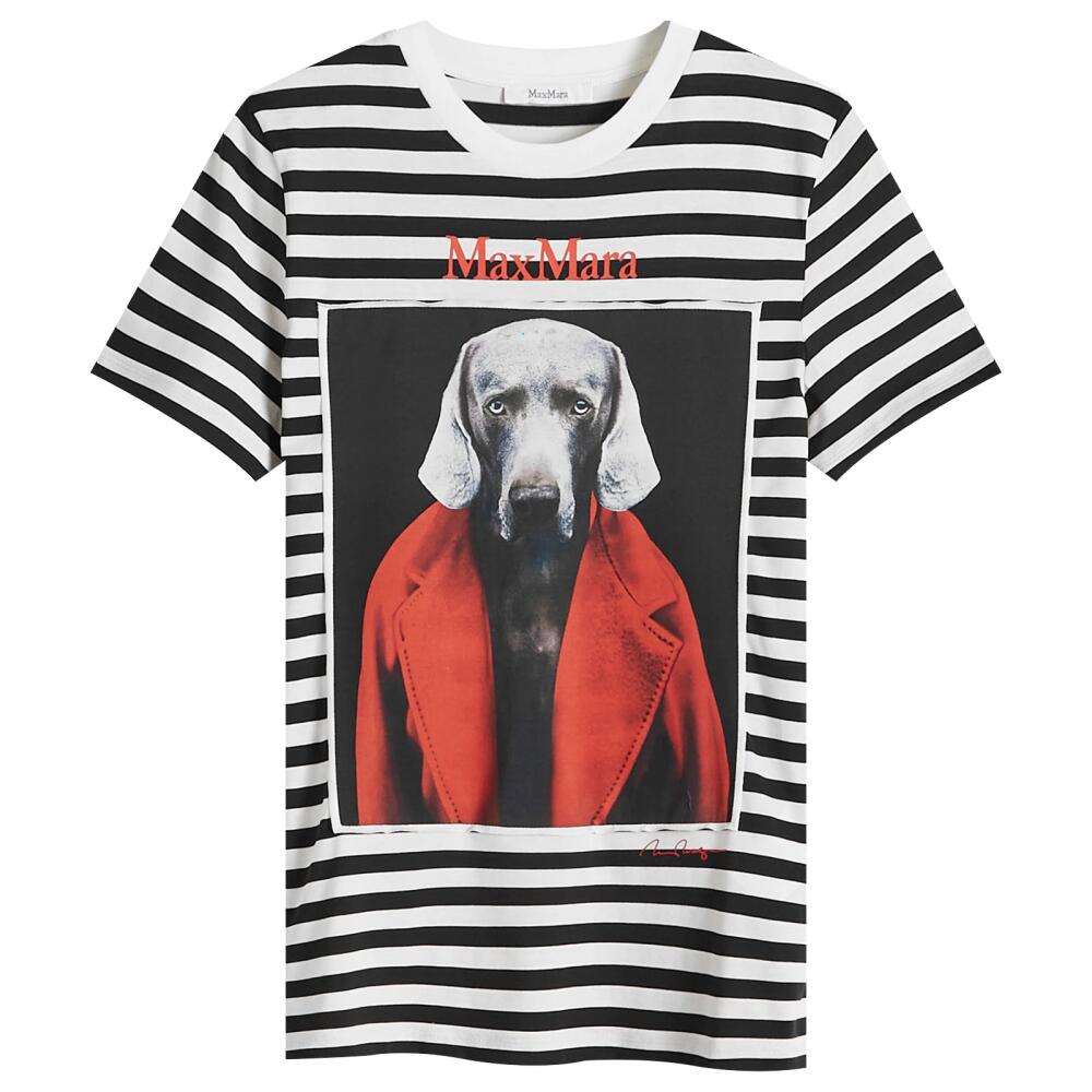 Max Mara Women's Striped T-shirt with Dog Print in Vanilla Cover