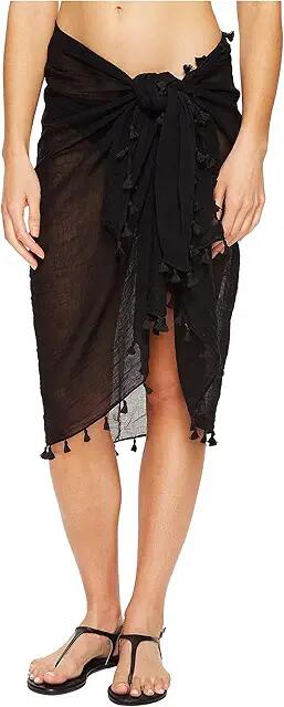 Seafolly Cotton Gauze Sarong (Black) Women's Swimwear Cover