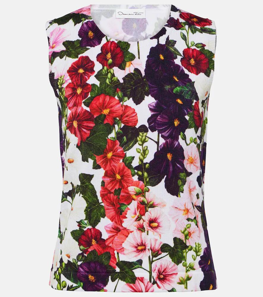 Oscar de la Renta Floral cotton-blend tank top Cover