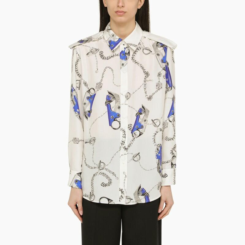 Burberry White shirt with blue silk pattern Cover