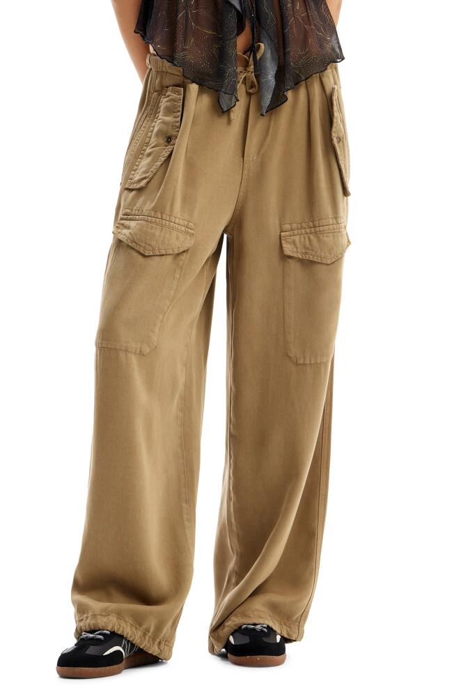 Desigual Wide Leg Cargo Trousers in Khaki Cover