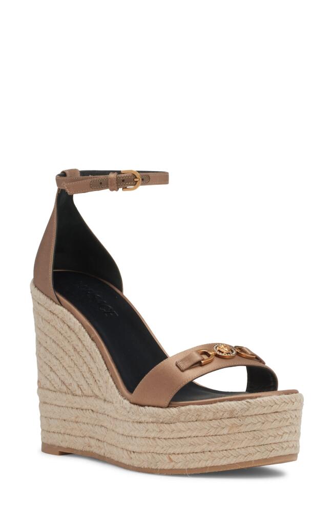 Versace Medusa '95 Espadrille Platform Wedge Sandal in Camel Cover