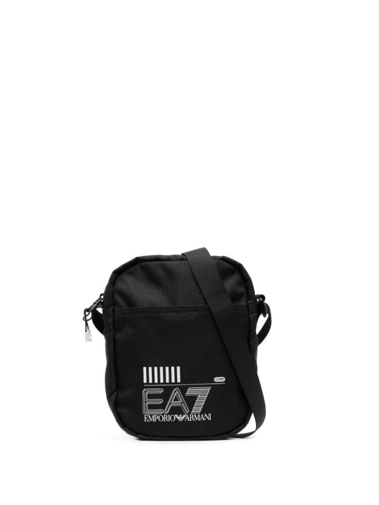 Ea7 Emporio Armani logo-print messenger bag - Black Cover