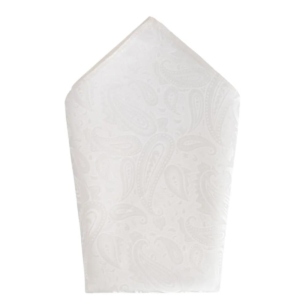 Trafalgar Banbury Tone on Tone Paisley 12 Inch Silk Pocket Square in White Cover