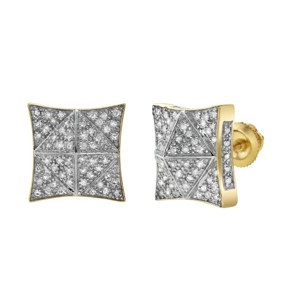 LuvMyJewelry Illusionz 10K Yellow Gold Diamond Stud Earrings - 0.3ct. Cover