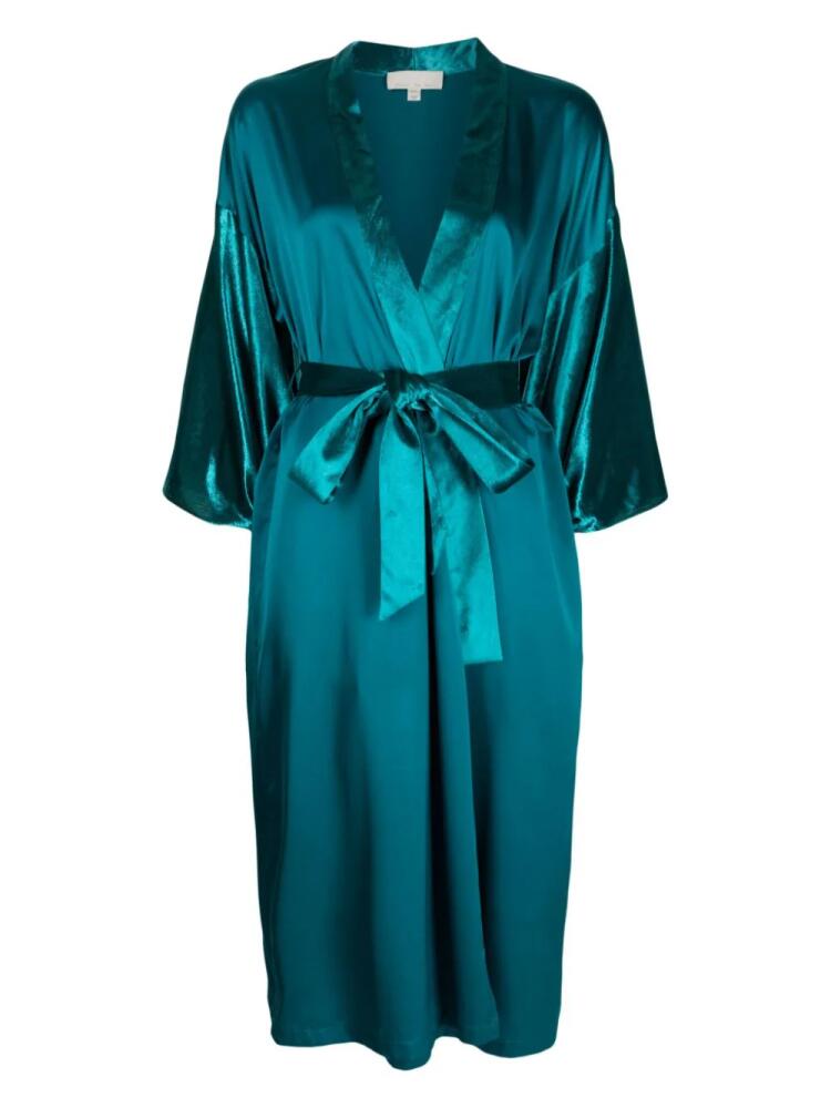 Fleur Du Mal belted-waist satin robe - Blue Cover