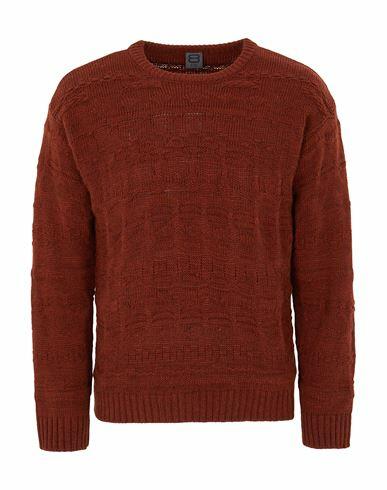 8 By Yoox Geometrical Jacquard Crew Neck Man Sweater Brown Acrylic, Viscose, Wool, Alpaca wool Cover