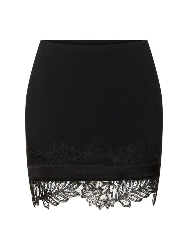 DAVID KOMA Lace Hem Cady & Satin Mini Skirt Cover