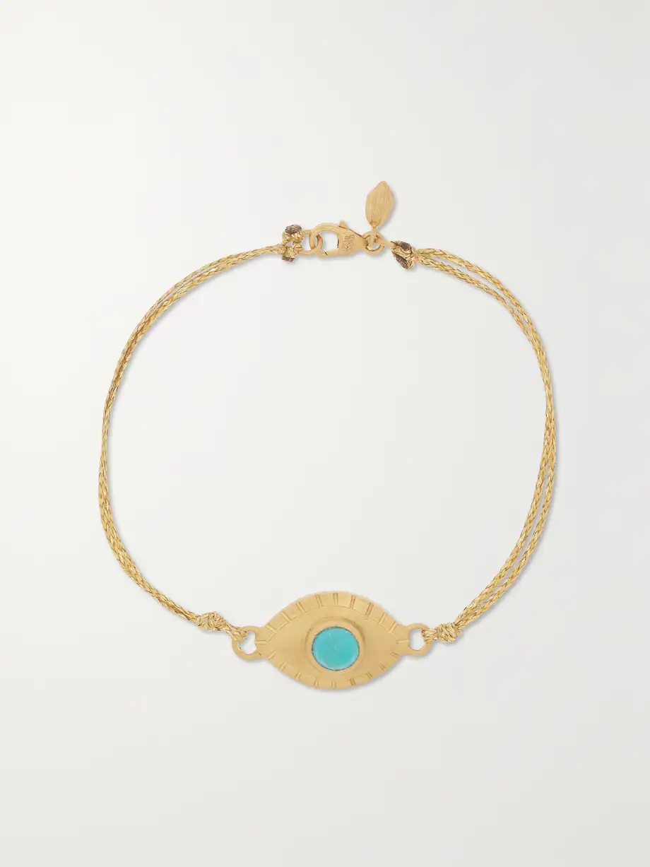 Pippa Small - 18-karat Gold, Cord And Turquoise Bracelet - Blue Cover