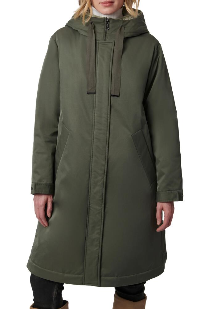 Bernardo Hooded Raincoat with Removable Hooded Bib in Dusty Olive/Sage Cover