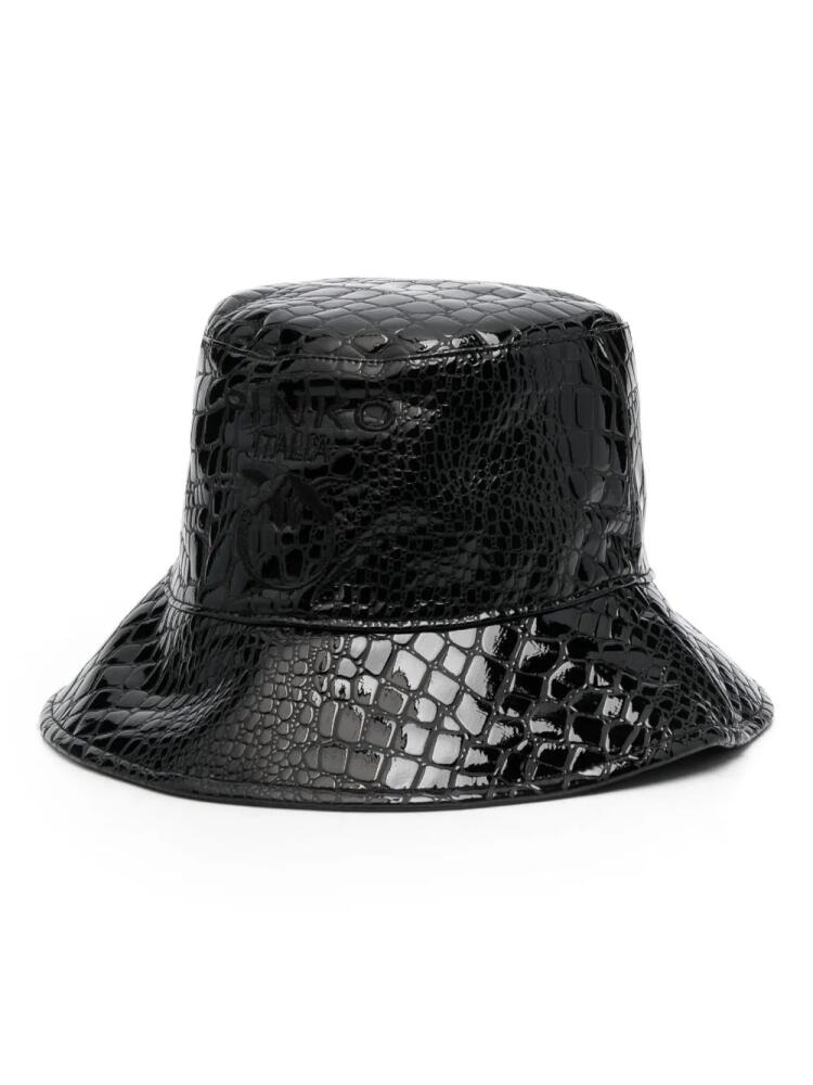 PINKO crocodile-effect bucket hat - Black Cover