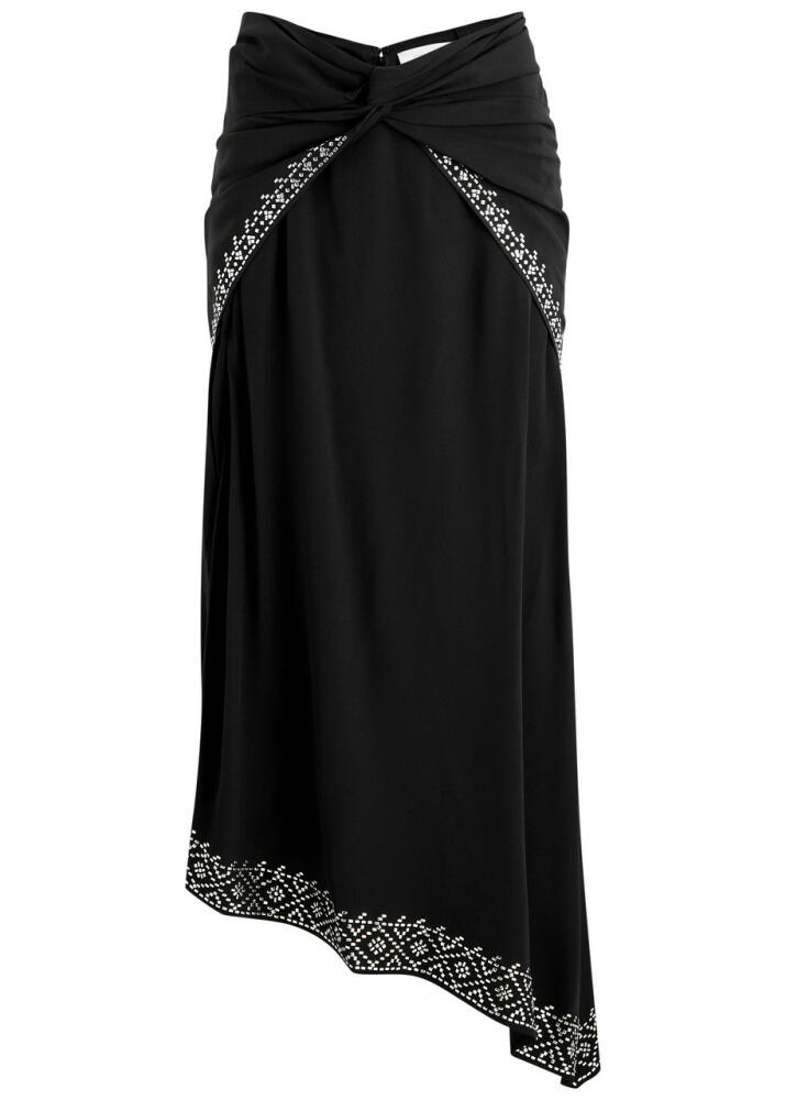 Rabanne Knotted Layered Crepe Midi Skirt - Black Cover