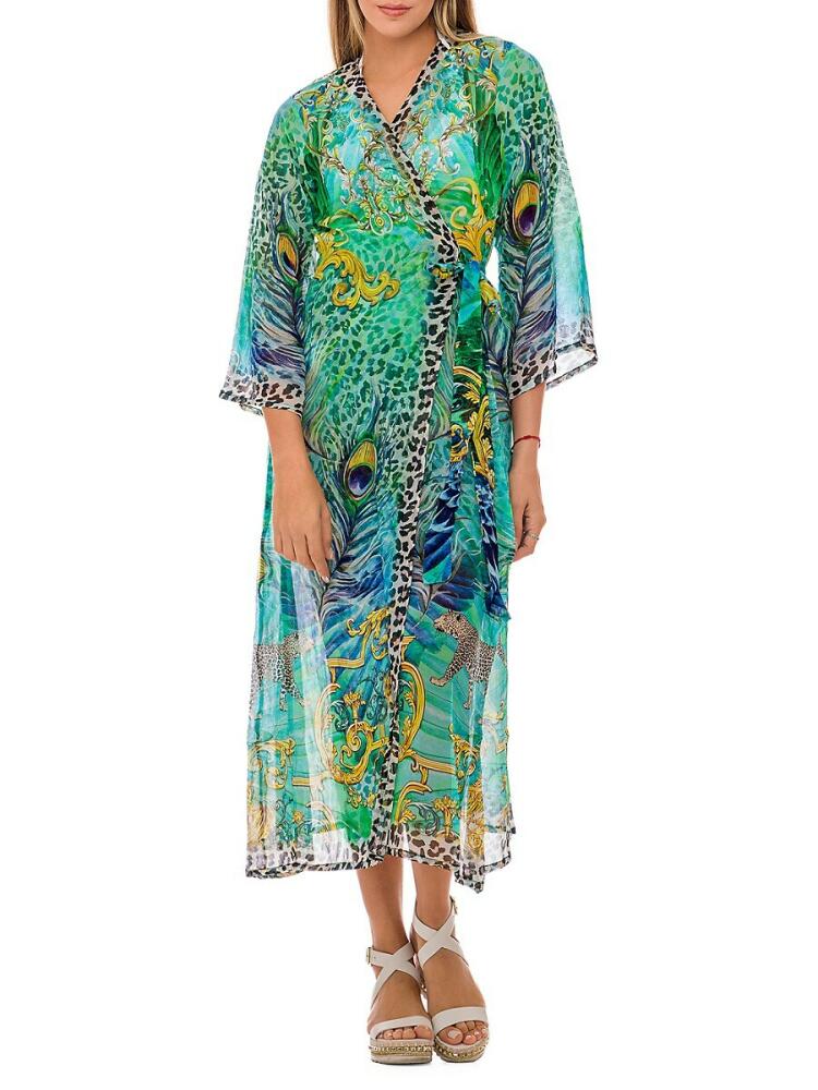 Ranee's Women's Print Halterneck Asymmetric Dress - Green Cover