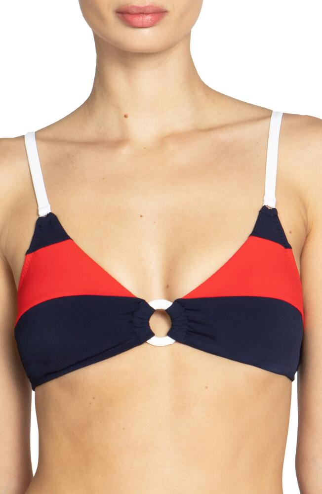 Robin Piccone Babe Triangle Bikini Top in Navy Combo Cover