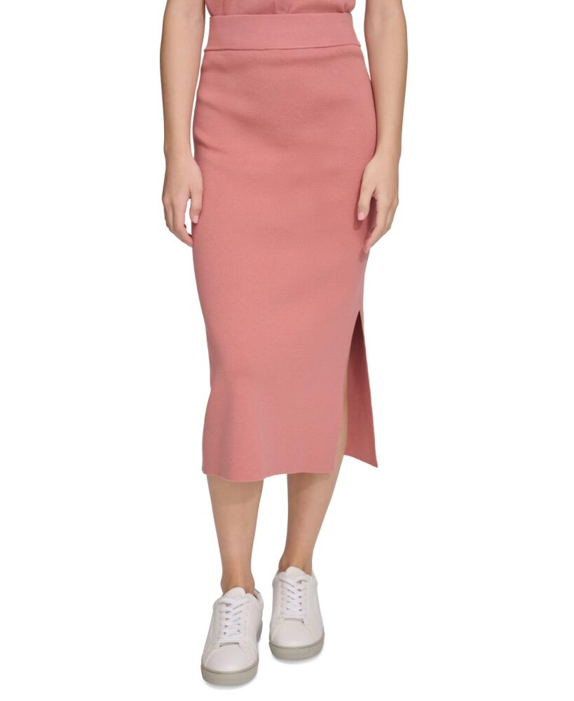 Calvin Klein Jeans Women's Side-Slit Pull-On Midi Skirt - Ash Rose Cover