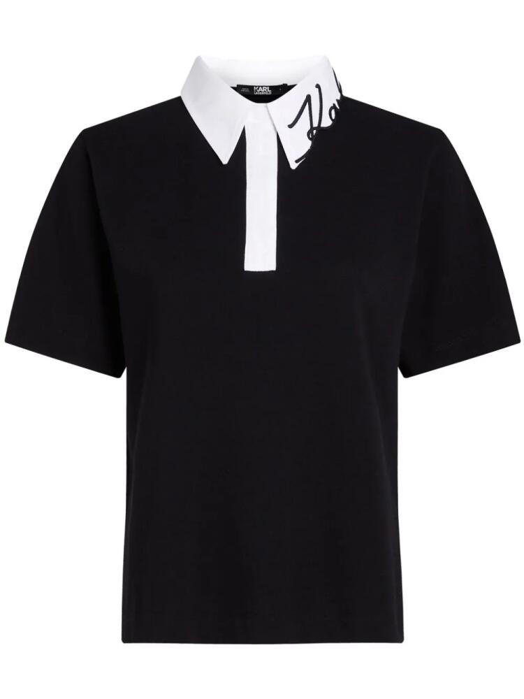 Karl Lagerfeld Signature organic-cotton polo shirt - Black Cover