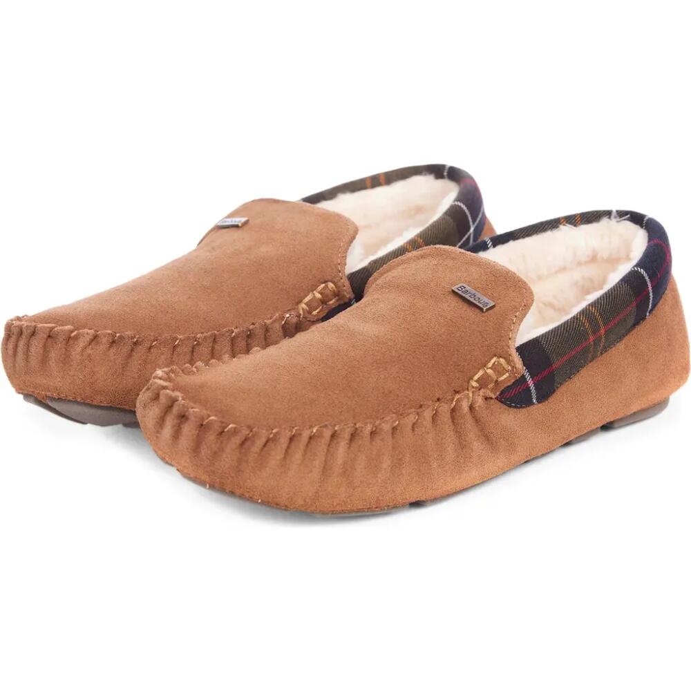 Barbour Monty Faux Fur Lined Slipper in Camel Suede Cover