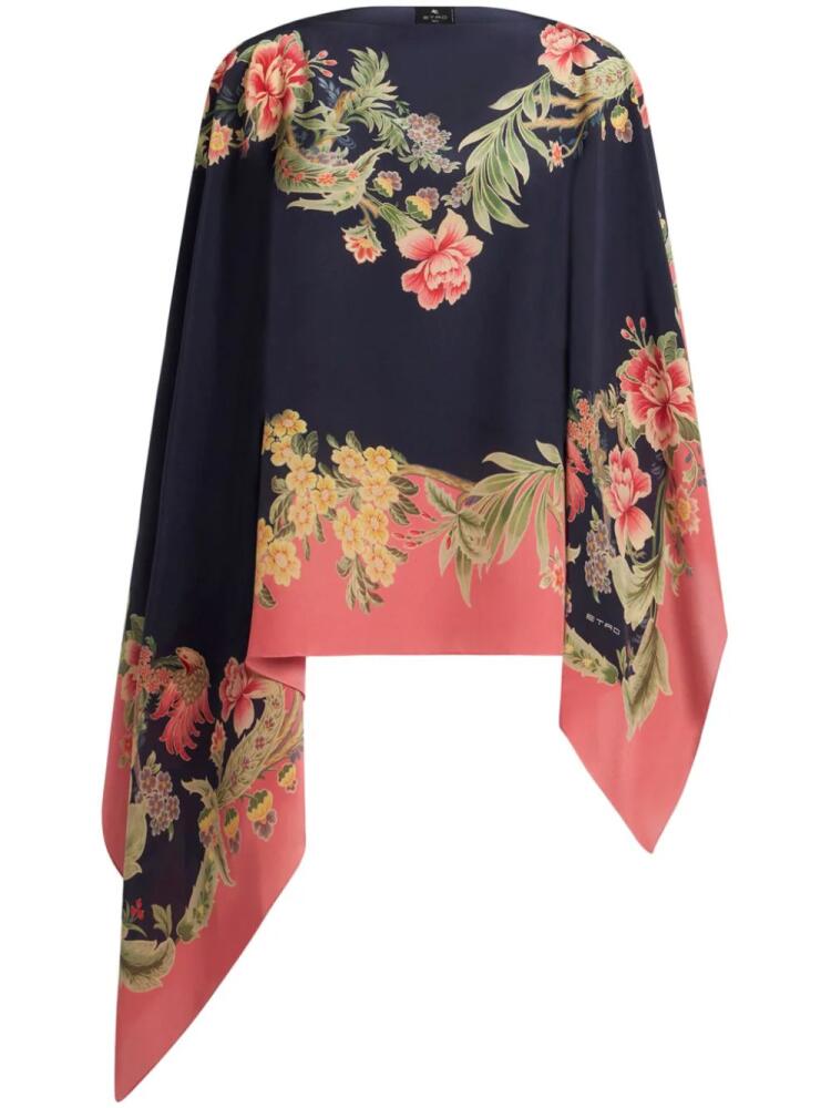 ETRO floral-print silk cape top - Black Cover