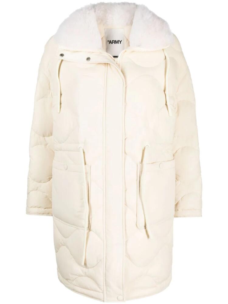 Yves Salomon quilted padded drawstring parka coat - White Cover