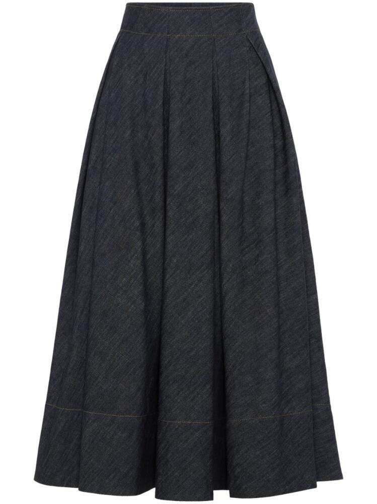 Brunello Cucinelli pleated denim midi skirt - Blue Cover